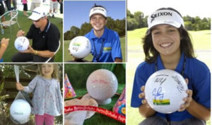 Autograph Golf Balls being signed